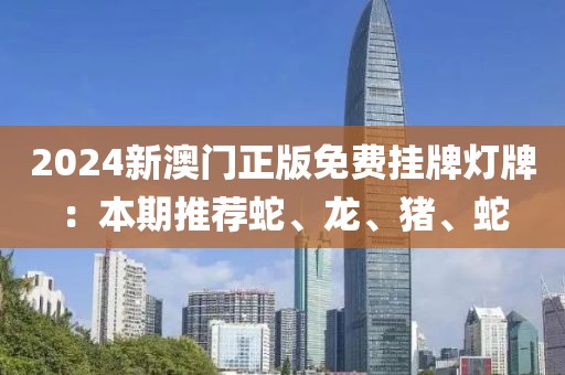 2024新澳門正版免費掛牌燈牌：本期推薦蛇、龍、豬、蛇