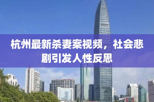 杭州最新殺妻案視頻，社會悲劇引發人性反思