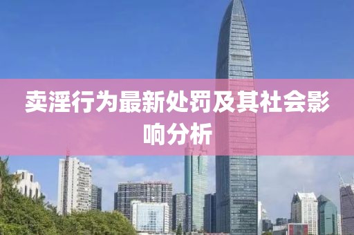 賣淫行為最新處罰及其社會影響分析
