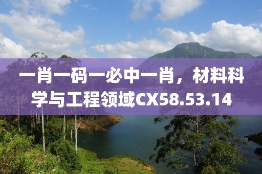 一肖一碼一必中一肖，材料科學與工程領域CX58.53.14